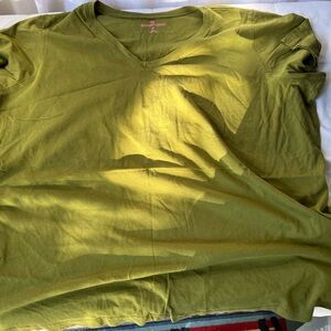 Woman Within Women’s Olive Green Cotton V-Neck Tee